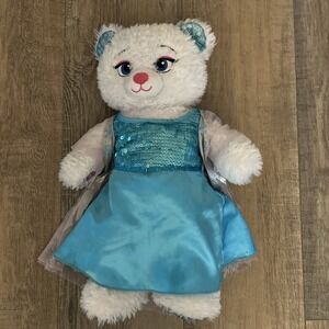 Build A Bear Workshop 16" BAB Disney Frozen Elsa White Blue Sparkly Dress Plush